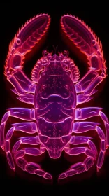 Neon Lit Fisheating Crab - A Surreal Digital Artwork