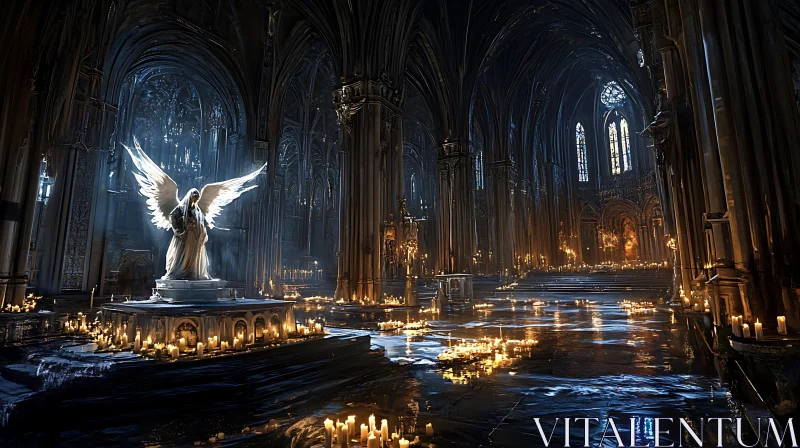 AI ART Angel in Gothic Cathedral