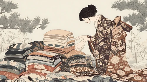 Traditional Kimono and Textiles Scene