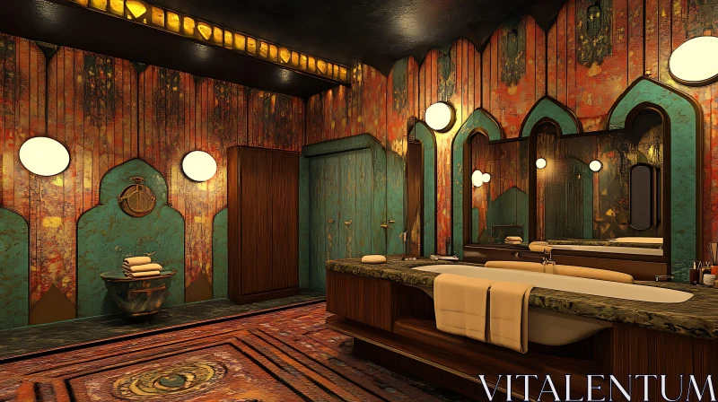 AI ART Retro Bathroom with Ornate Details