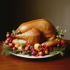 Roasted Turkey with Fruits and Greens