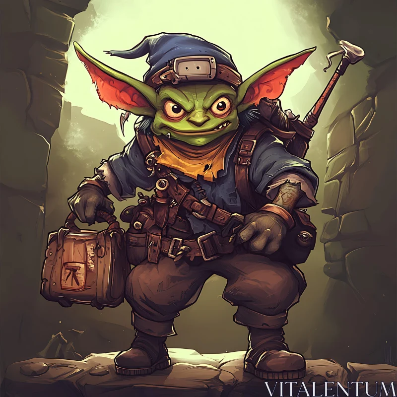 AI ART Cartoon Goblin with Toolbox