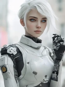 Sci-Fi Cyborg Woman with Unique Eyes