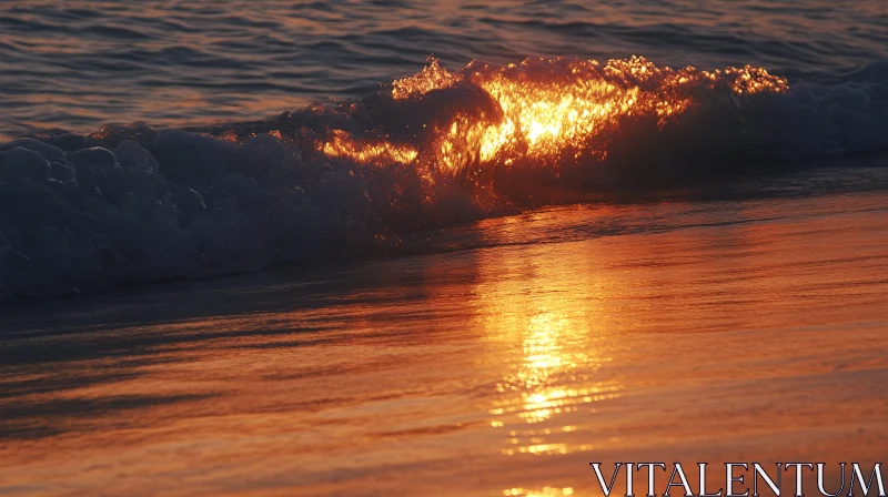 Golden Hour Waves at Sunset AI Image