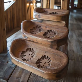 Hand Carved Wooden Step Stool