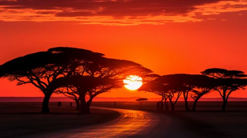 African-Influenced Sunset: A Majestic Interplay of Light and Silhouettes