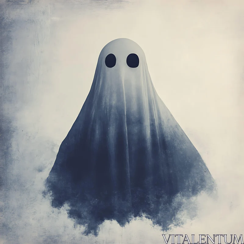 AI ART Ghostly Figure in White Sheet