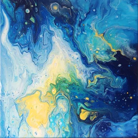 Ethereal Blue and Yellow Abstract Art