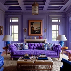 Stylish Purple Room with Couch