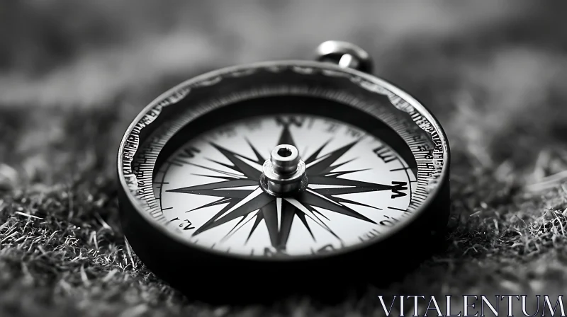 AI ART Black and White Compass