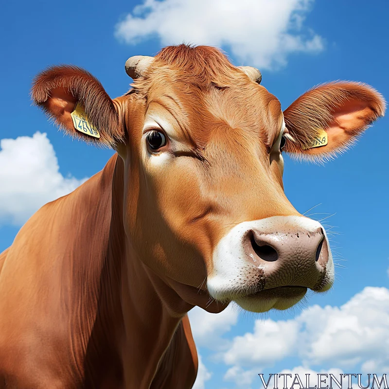 Close-up of a Brown Cow AI Image