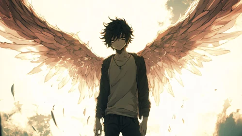 Winged Character in Anime Style