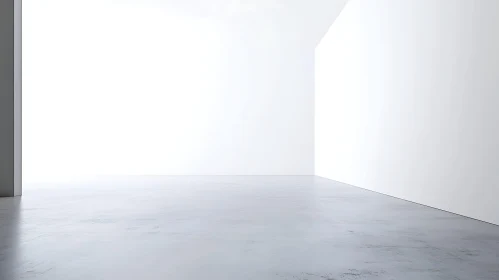 Empty White Room with Concrete Floor