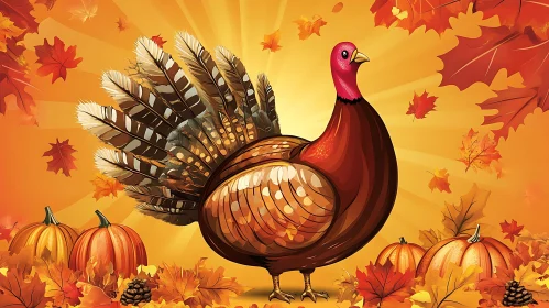 Festive Thanksgiving Turkey with Pumpkins