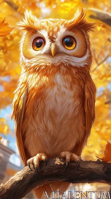 Owl Perched in Autumn Scenery AI Image