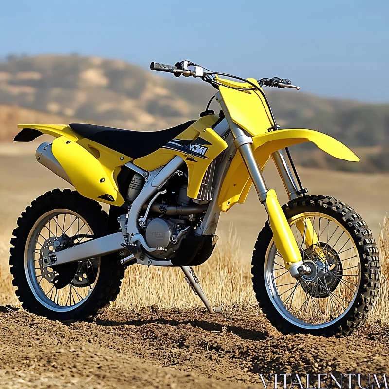 Off-Road Motorcycle on Hilly Terrain AI Image