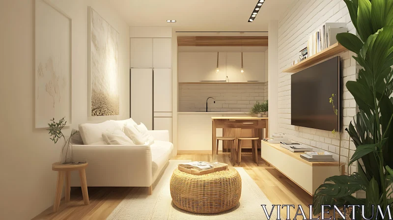 Modern Apartment Interior with White Sofa AI Image