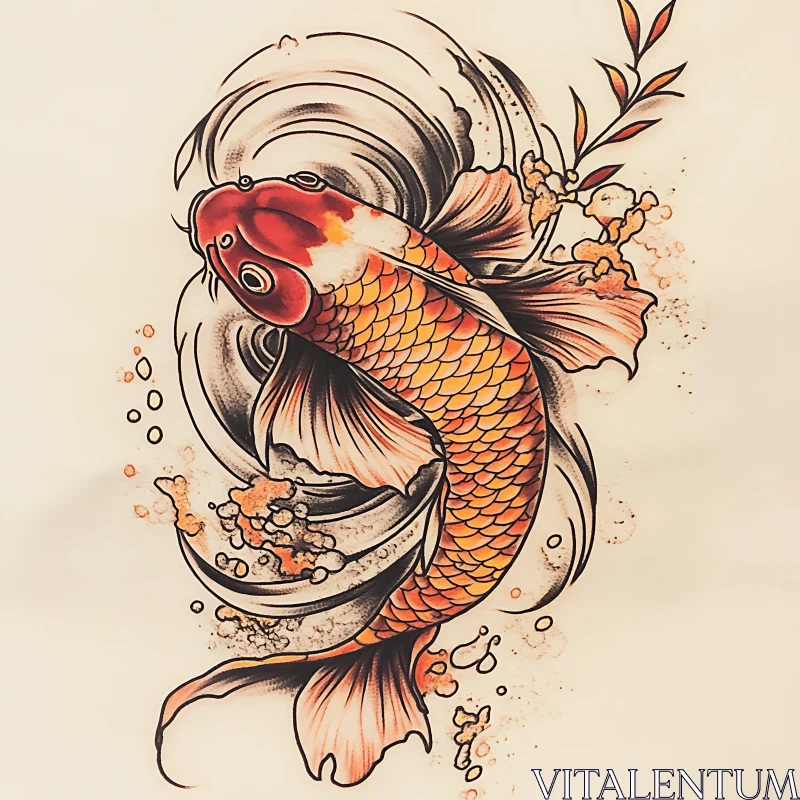 Vibrant Koi Fish Art in Motion AI Image