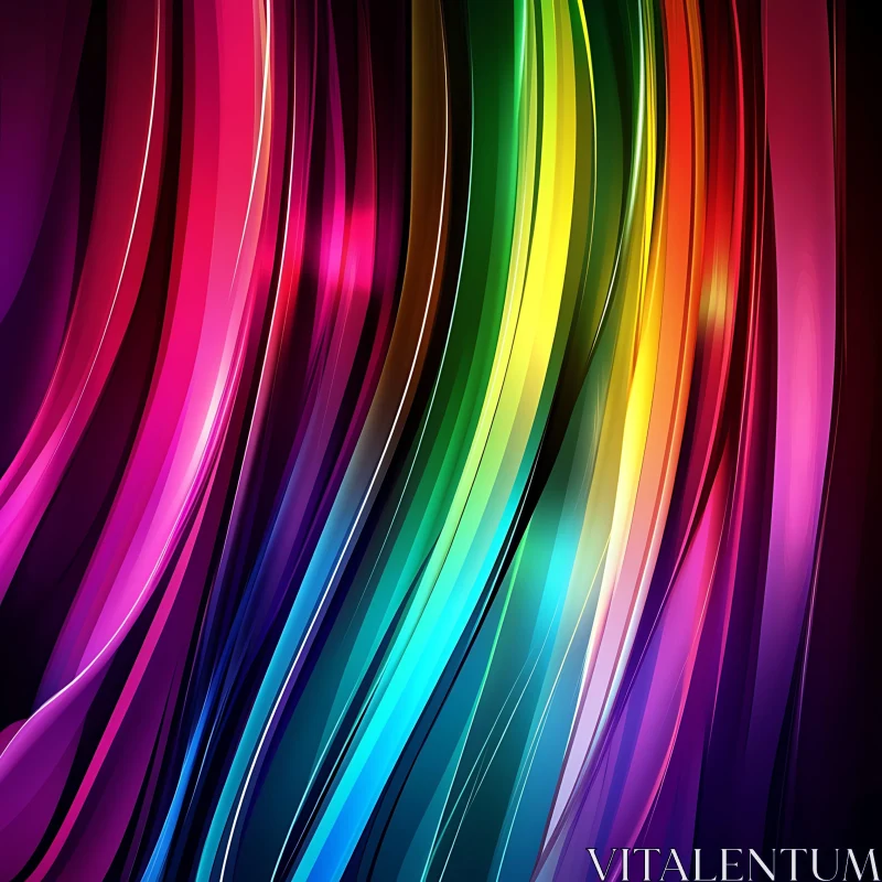 Rainbow Colored Wavy Lines Design AI Image