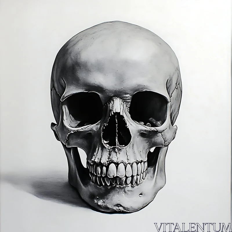 AI ART Detailed Skull Study in Black and White