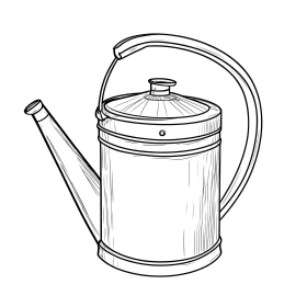 Detailed Watering Can Line Art