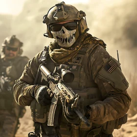 Skull Masked Soldier in Combat Gear