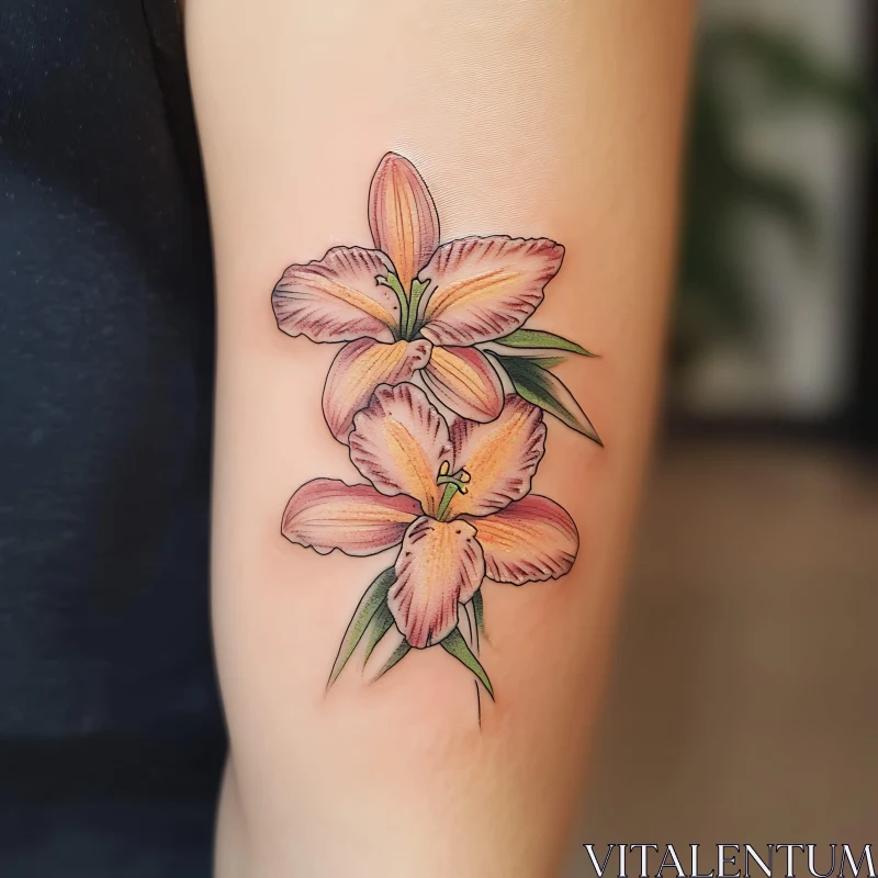 Beautiful Arm Tattoo of Lilies AI Image