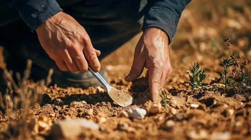 Hands Planting Seedlings Close Up