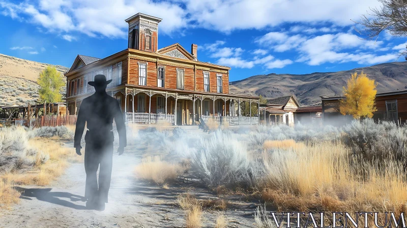 AI ART Old West Ghost Town Silhouette