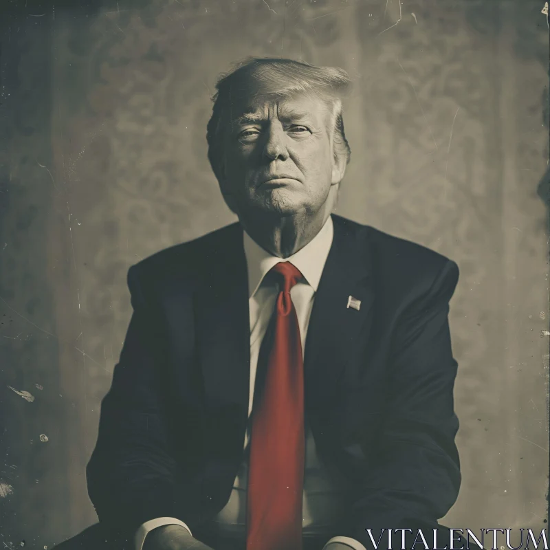 Donald Trump Stern Portrait AI Image