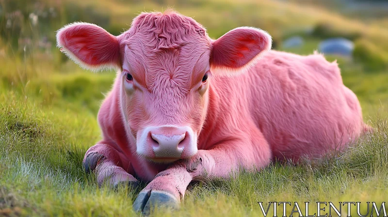 Roseate Calf in Meadow AI Image