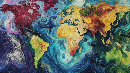 Vivid Swirls of a World Map