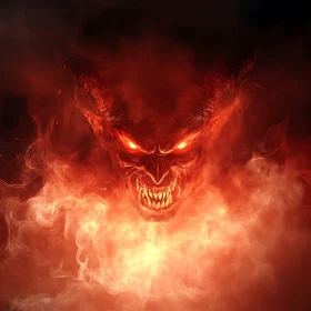 Demon Emerging from Smoke and Fire