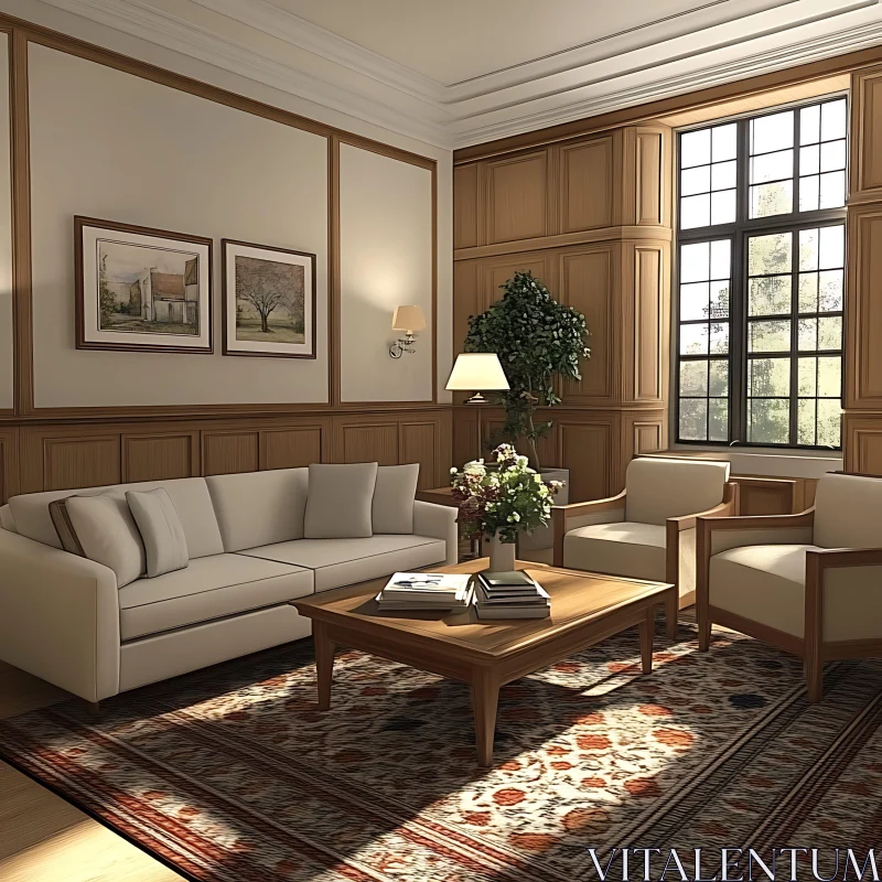 Classic Interior with Cozy Furniture AI Image