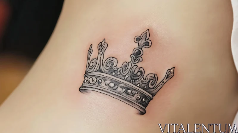 Beautiful Black and Gray Crown Tattoo AI Image