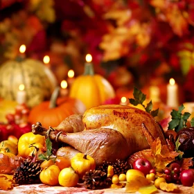 Autumnal Thanksgiving Turkey Feast Still Life