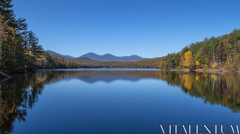 AI ART Tranquil Lake Scene with Fall Colors