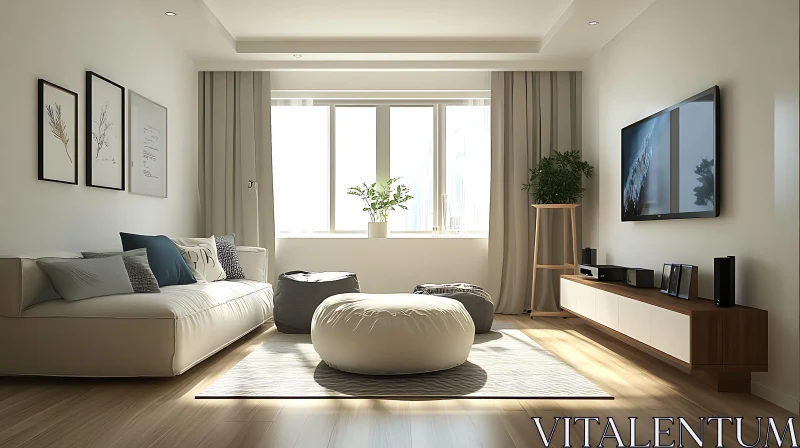 AI ART Elegant Living Room with Natural Light