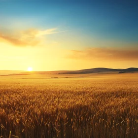 Wheat Field Landscape at Dusk