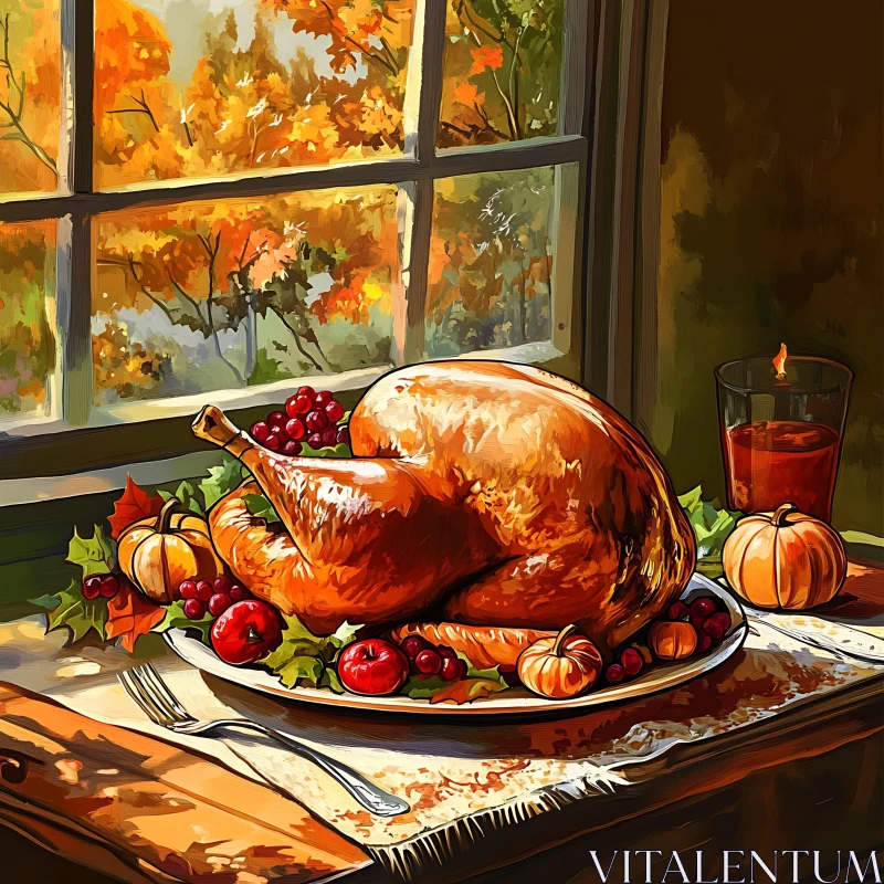 Autumnal Thanksgiving Dinner AI Image