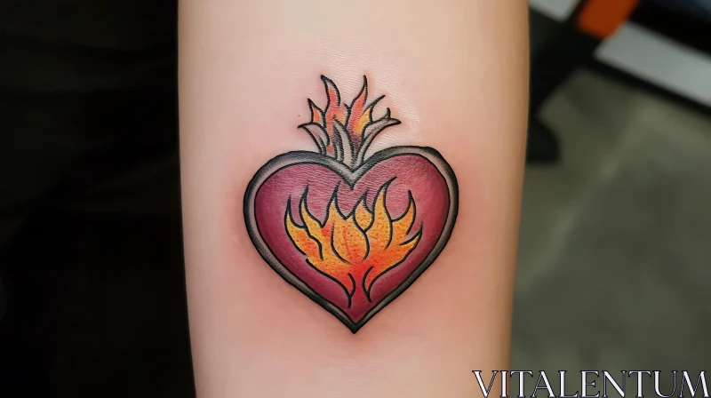 AI ART Fiery Heart Tattoo Art