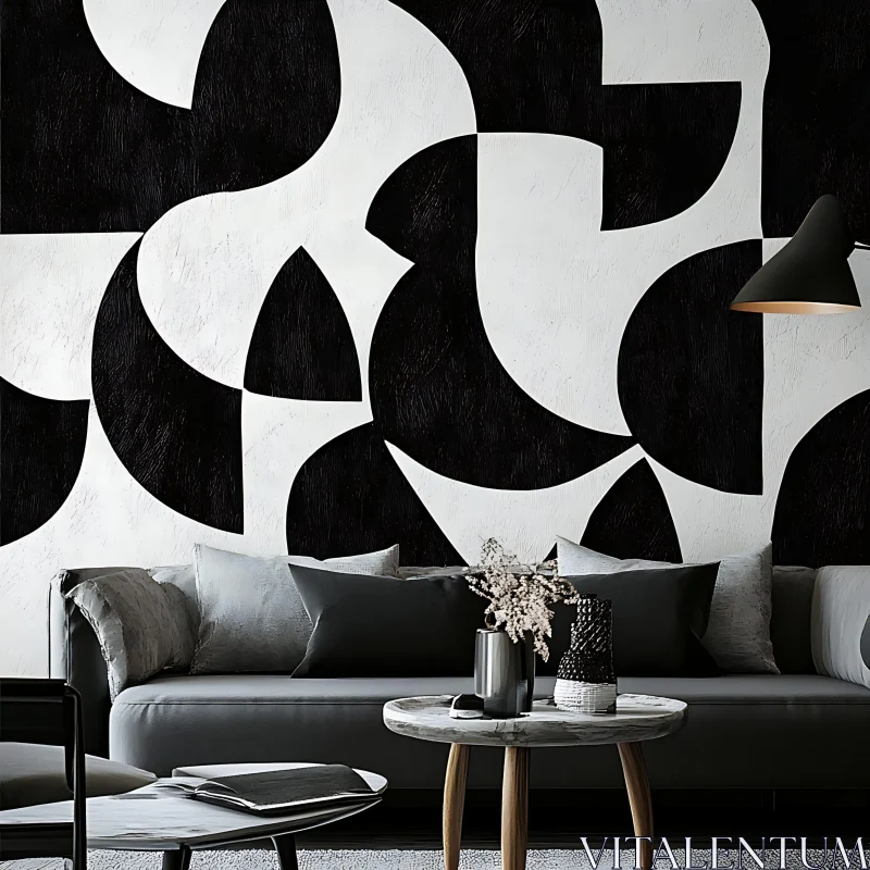 Contemporary Interior with Geometric Wall Art AI Image