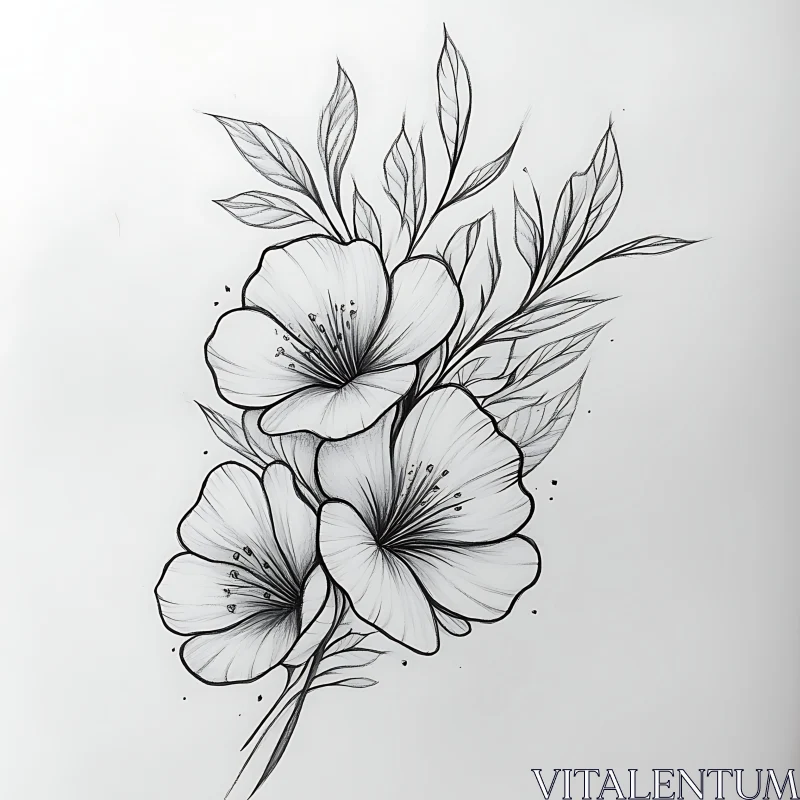 Intricate Floral Line Drawing AI Image