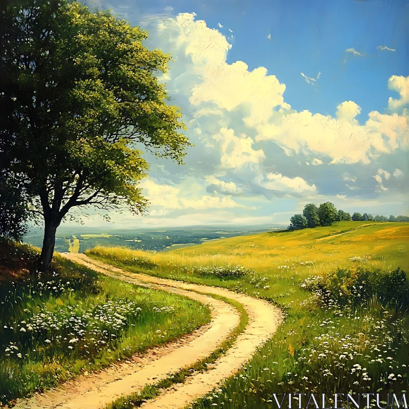 AI ART Scenic Route Through a Summer Meadow