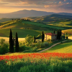 Tuscan Countryside: A Symphony of Green and Red