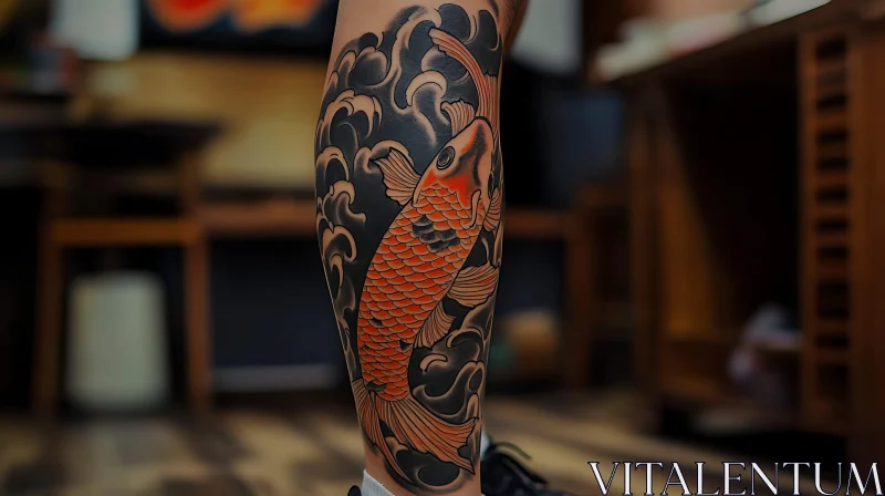 Koi Fish Leg Tattoo AI Image