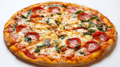 Pepperoni, Cheese, and Spinach Pizza