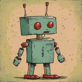 Retro Style Robot Character