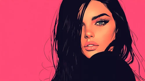 Stylish Female Portrait on Pink Background