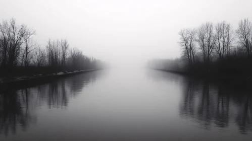 Mysterious Foggy River Landscape